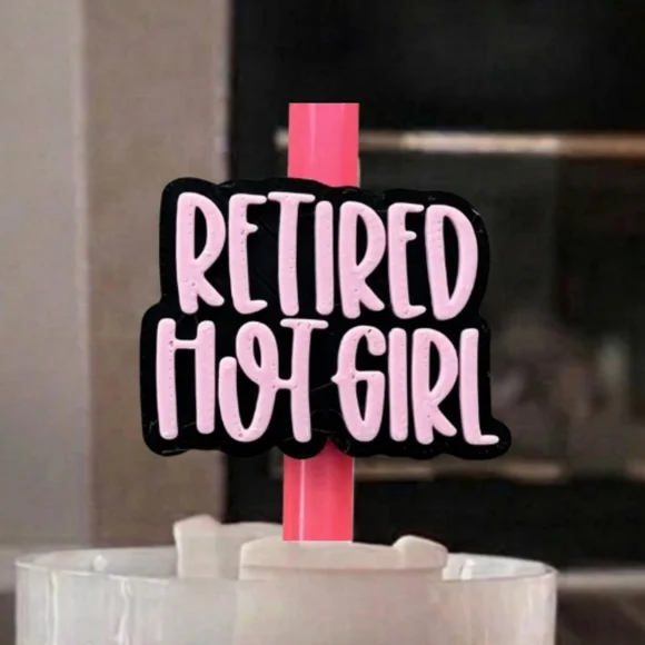 3d Printed Retired Hot Girl Straw Topper ( Cup Not Included ) - Picture 2 of 2